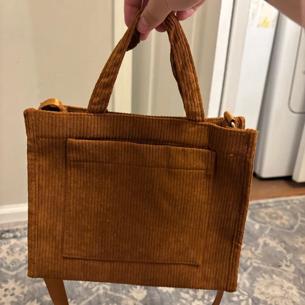 Brown Corduroy Crossbody Handbag - Picture 12 of 12